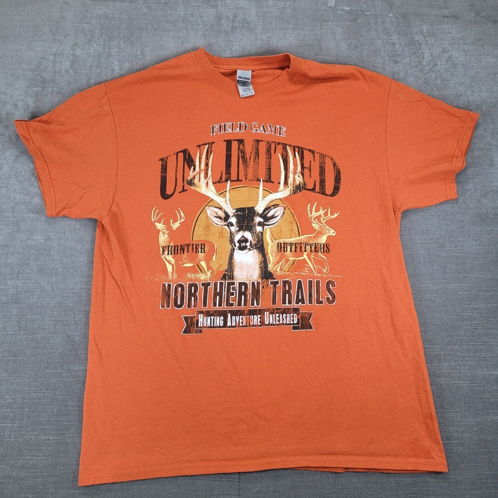 Field & Game Vintage Unlimited‎ Deer Hunting Graphic Gildan T-Shirt Mens Large